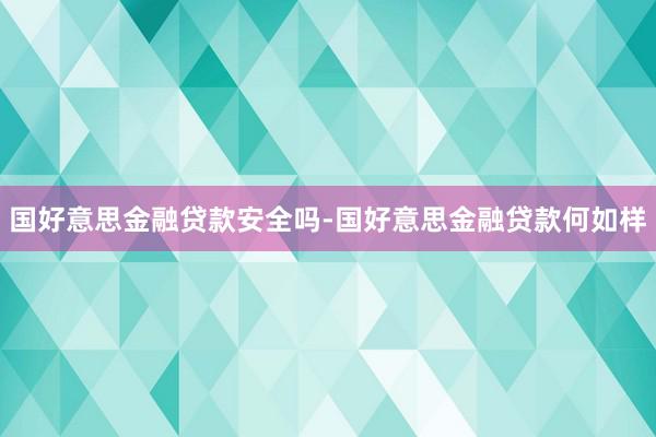 国好意思金融贷款安全吗-国好意思金融贷款何如样